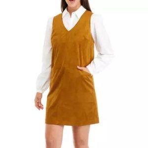 Biltmore®- Women's Suede V-Neck Bronze Jumper Sz Medium BRAND NEW